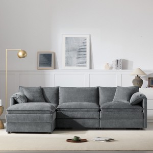 Whisen Modern Design Oversized Chenille Modular Sectional Sofa 4 Seat Sofa with Double Cushions and Movable Ottomans - 1 of 4