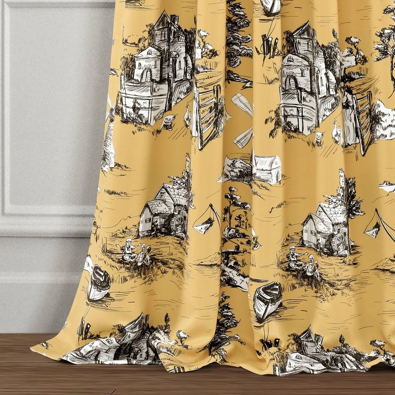 Set of 2 French Country Toile Light Filtering Window Curtain Panels  - Lush Décor, 5 of 12