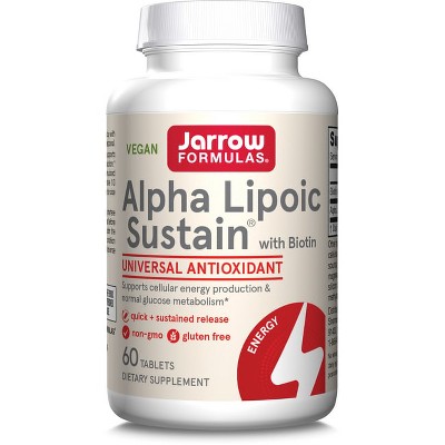 Jarrow Formulas, Inc. Vegan Alpha Lipoic Sustain with Biotin 300 mg 60 Tablets.