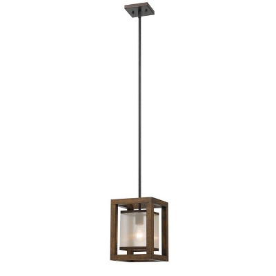 (8" x 8") 1 Light Rubber Wood Pendant with Organza Shade Brown - Cal Lighting