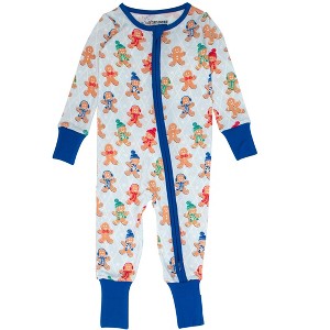 RuffleButts SoftSnooze Gender Inclusive Holiday Convertible One Piece Pajamas - 1 of 2