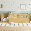 Vynxaria Full Floor Bed Frame with Fence Wooden Kids Bed for Bedroom Playroom natural Solid Wood Safety Design - 4 of 4