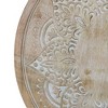 Royal Hampton 24 Inch Accent Side Table with Mango Wood Round Top and Floral Cut-Out Carved Motifs - 4 of 4