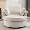 TiramisuBest Oversize Round Swivel Chair Cozy Club 360 degrees Swivel Sofa with 3 Pillows Chenille Fabric with Gray for sofa - 2 of 4