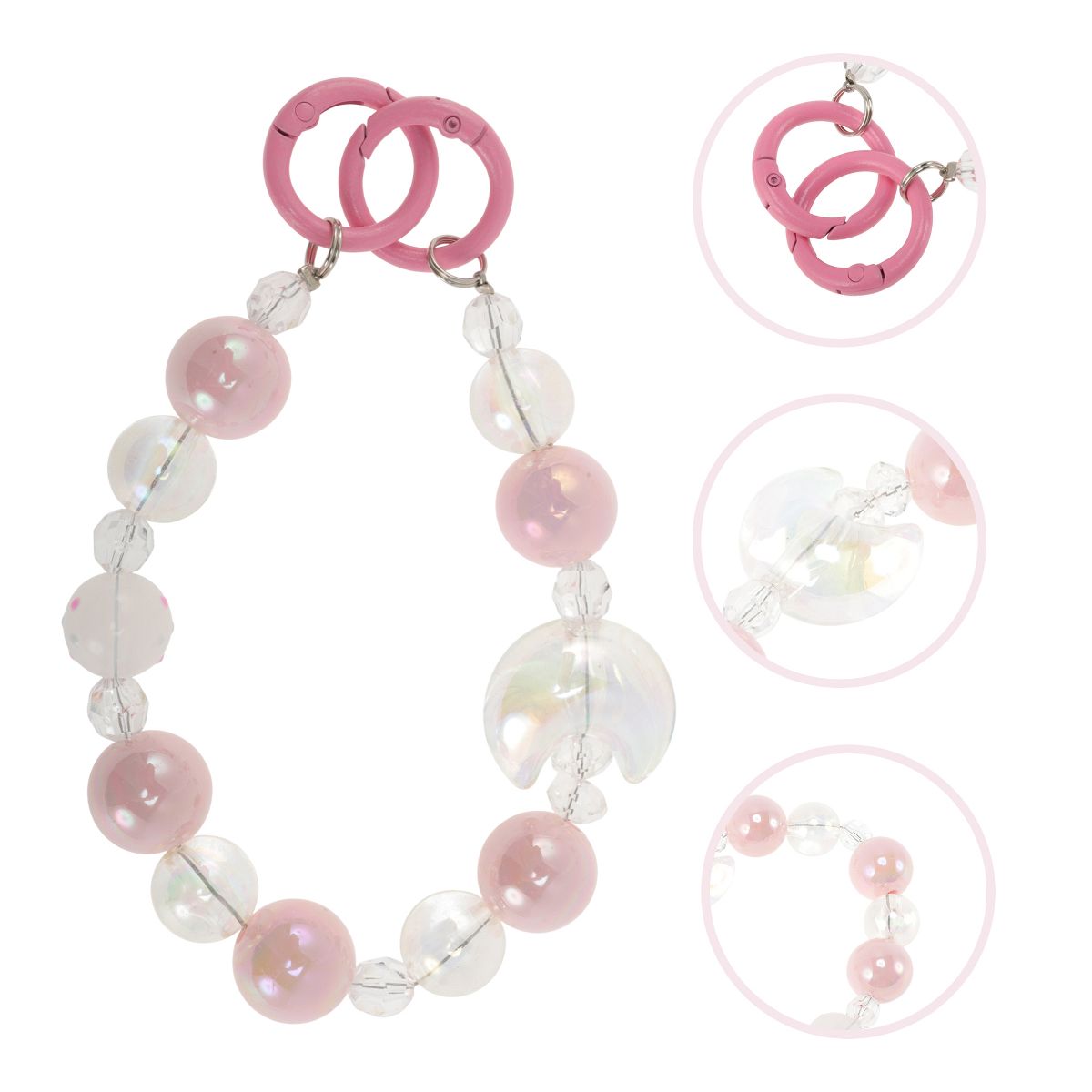 Unique Bargains Moon Phone Charm Light Pink Clear 1 Pc - thumbnail 4
