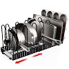 GeekDigg Pot Organizer Rack for Cabinet With Adjustable and Expandable Lid Holders, Black - 2 of 4