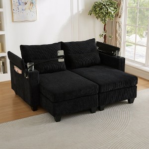 KWPZQEB Convertible Chaise Lounge Chair Indoor with Side Pocket and Cup Holders, Phone Holder, Deep Seat Sleeper Couch Reading Chairs for Living Room - 1 of 4