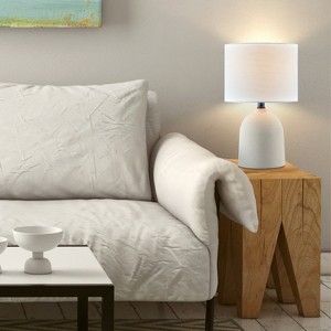Globe Electric 15" Ceramic Table Lamp with Light Concrete Finish and White Linen Shade - 1 of 4