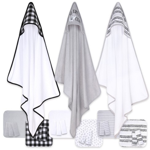 2 Pieces Black and White Buffalo Plaid Bath Towels Set, Absorbent Soft  Skin-Frie