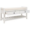 Farmhouse Shoe Storage Bench with Cushion and Drawers,39" Solid Wood Entryway Organizer with Bottom Rack for Hallway Bedroom-Baofuwish - 3 of 4