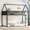Black Twin size House Floor Bed with Detachable Slats Versatile Metal House bed with Guardrails Transformable Design - 2 of 4