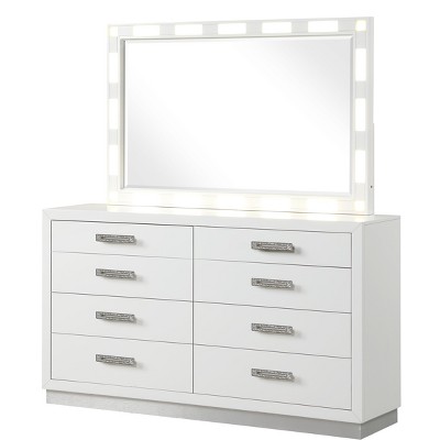 Coco Modern Style 8-Drawer Dresser Made with Wood in Milky White