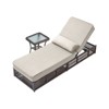Outdoor Chaise Lounge with Side Table Set, Adjustable Outdoor Chaise Lounge Chair with 5 Adjustable Positions, Patio Chaise Lounge Chair with Cushion - 2 of 4