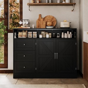 coucheta 47" Buffet Cabinet with Storage, with 2 Doors & 3 Drawers, Farmhouse Kitchen Buffet Table with Built-In Power Outlet, for Living Room,Dining - 1 of 4