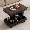 VYNXARIA Adjustable End Table with Wheels, Modern Multifunctional Sofa Side Table with Lift-Top£¬Black+Brown - 3 of 4