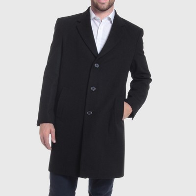 Alpine Swiss Luke Mens Wool Blend Overcoat Single Breasted Topcoat Tailored Notch Lapel Coat Business Professional BLK LRG — фото 2