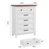 Freestanding 41.3" Tall Vertical Drawer Dresser with Storage , Wooden Closet Storage Chest for Living Room, Bedroom, Entryway, Bedroom, White + Brown - 2 of 4