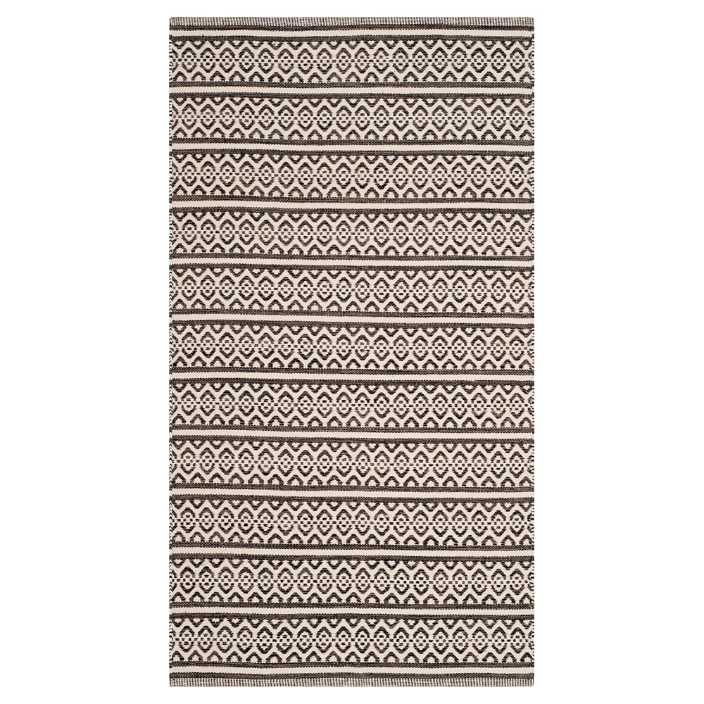 Ivory/Black Geometric Woven Accent Rug - (3'x5') - Safavieh