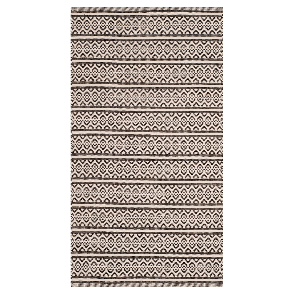 Ivory/Black Geometric Woven Accent Rug - (3'x5') - Safavieh