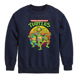 Boys' - Teenage Mutant Ninja Turtles - Retro Sunset Graphic Long Sleeve Fleece Sweatshirt - 1 of 4