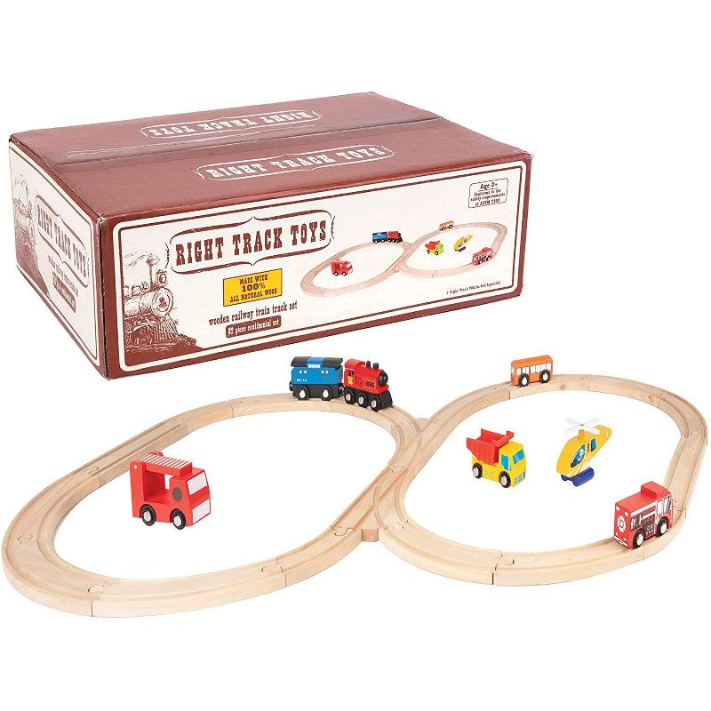 Wooden Train Track 52 Piece Set - 18 Feet Of Track Expansion And 5 Distinct Pieces - by Right Track Toys, 2 of 4