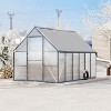 8x16 FT Aluminum Greenhouse, Large Heavy-Duty Polycarbonate Walk-in Garden House with Roof Vent and Quick Setup Design - 2 of 4