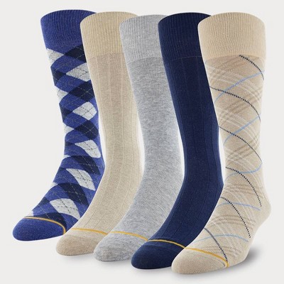 Signature Gold by GOLDTOE Men's Madras Plaid Crew Socks 5pk