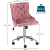 VINGLI Velvet Office Chair - Modern Upholstered Desk Chair with Adjustable Height, Tilting Mechanism, and Rolling Wheels - Pink - 2 of 4
