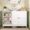 USIKEY Pedestal Sink Storage Cabinet with 2 Doors and 3 Open Shelves, Under Sink Cabinet, Bathroom Sink Cabinet with U-Shape, White - 2 of 4