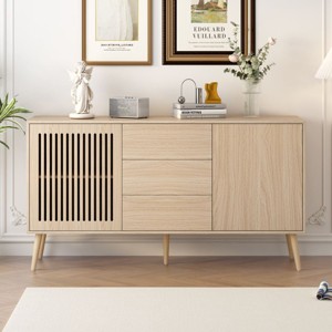 58 Inch Long TV Stand, Modern Cabinet With 2 Doors And 3 Drawers,TV Console Table For Living Room-Cuddlewood - 1 of 4