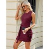 Clearlove Summer Dresses for Womens Sleeveless Crewneck Knit Tank Dress Side Tie Waist Ruched Slimming Beach Party Skirt - 3 of 4
