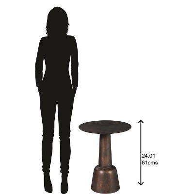 Brown Round Metal Contemporary Side Table
