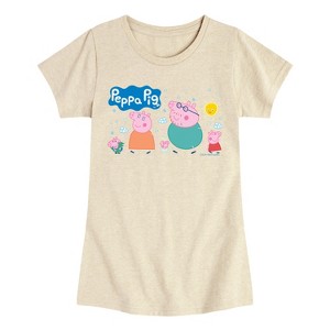 Girls' - Peppa Pig - Pig Famly Lineup Fitted Short Sleeve Graphic T-Shirt - 1 of 3