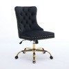 Black Office Chair,Modern Velvet Upholstered Tufted Button Home Office Chair with Golden Metal Base - 3 of 4