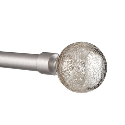Adjustable Silver Sphere Curtain Rod with Acrylic Finials
