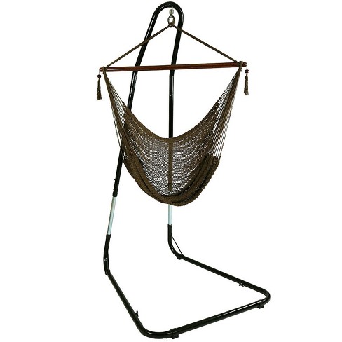 Sky Blue Sunnydaze Polyester Extra-Large Hanging Rope Caribbean Hammock Chair 
