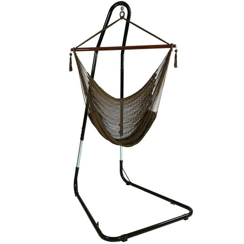 Sunnydaze Caribbean Style Extra Large Hanging Rope Hammock Chair Swing with Stand - 300 lb Weight Capacity, 1 of 13