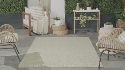 Ivory Silver Geometric Flat Woven Indoor/Outdoor Rug 3' x 5'