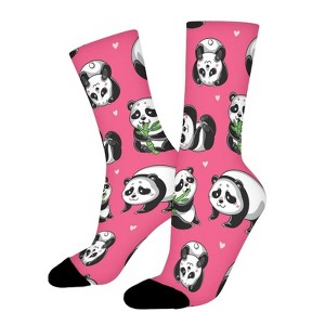 Cute Pandas Pattern Women Printed Crew Socks Funny Funky Socks Soft Polyester Novelty Gifts for Artists Men - 1 of 1