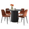 5-Piece 41.5" Dining Set for 4,Pedestal Black Round Dining Table with 4 Armless Dining Chair for Living Room,Dining Room,Farmhouse-Tanpinhause - 2 of 4