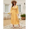 Plus Size Women's V Neck Long Sleeve Maxi Dress Floor Length Elegant Casual - 2 of 4