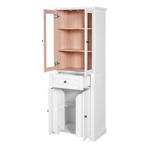 Rbied 23.96 in. W x 15.67 in. D x 67.57 in. H Wood Freestanding Linen Cabinet Storage Cabinet with Glass Doors, Adjustable Shelves - 1 of 4