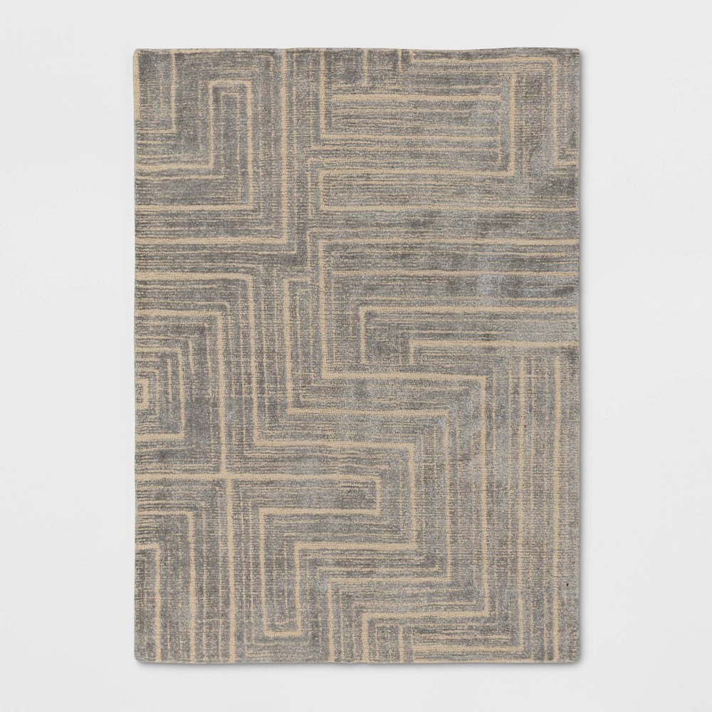Photos - Doormat 5'x7' Linen Shine Overtufted Area Rug Gray/Ivory - Threshold™