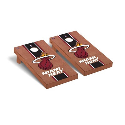 NBA Miami Heat Premium Cornhole Board Rosewood Stained Stripe Version