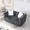 Channel-Tufted Velvet Loveseat with Chesterfield Design - 3 of 4