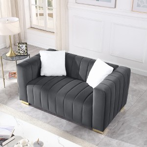 Modern Channel-Tufted Velvet Loveseat - Chesterfield-Inspired 2-Seater, Luxe Upholstery for Traditional/Contemporary Decor - 1 of 4