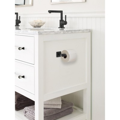 Clear and Matte Black Single Post Toilet Paper Holder