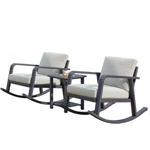 SUGOLD 3-Seat Outdoor Aluminum Patio Furniture Set All-Weather Modern Patio Conversation Set (Silver Gray) - 1 of 4