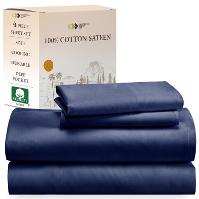 Soft 100% Cotton Sheets Set - Cooling Durable Sateen, Deep Pocket - by California Design Den