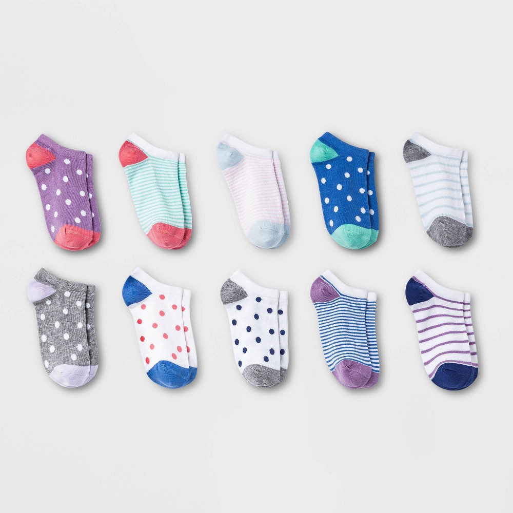 Girls' 10pk Lightweight Low Cut Socks - Cat & Jack L, White